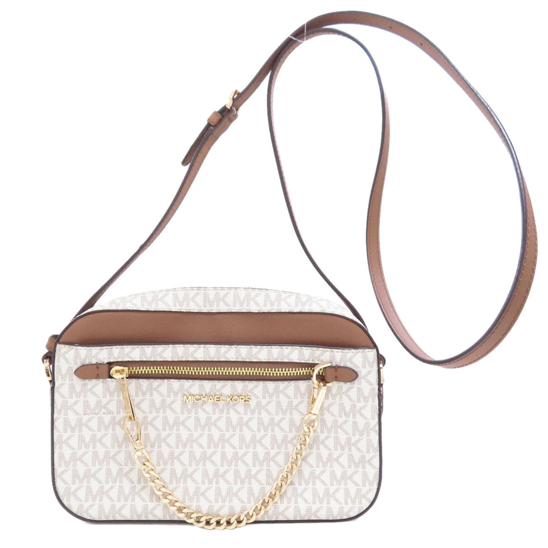 MICHAEL KORS Shoulder Bag PVC white MK signature Women Used Authentic