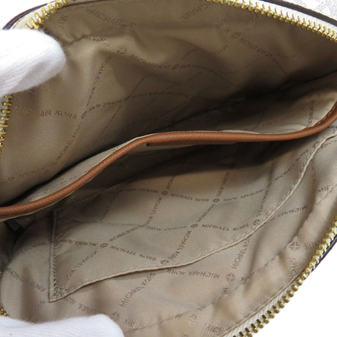 MICHAEL KORS Shoulder Bag PVC white MK signature Women Used Authentic