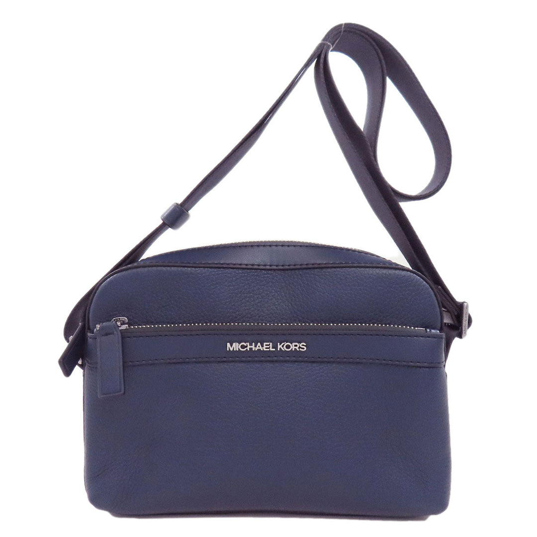 MICHAEL KORS Shoulder Bag leather Navy logo Women Used Authentic