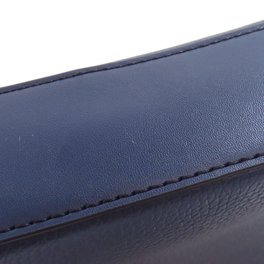 MICHAEL KORS Shoulder Bag leather Navy logo Women Used Authentic