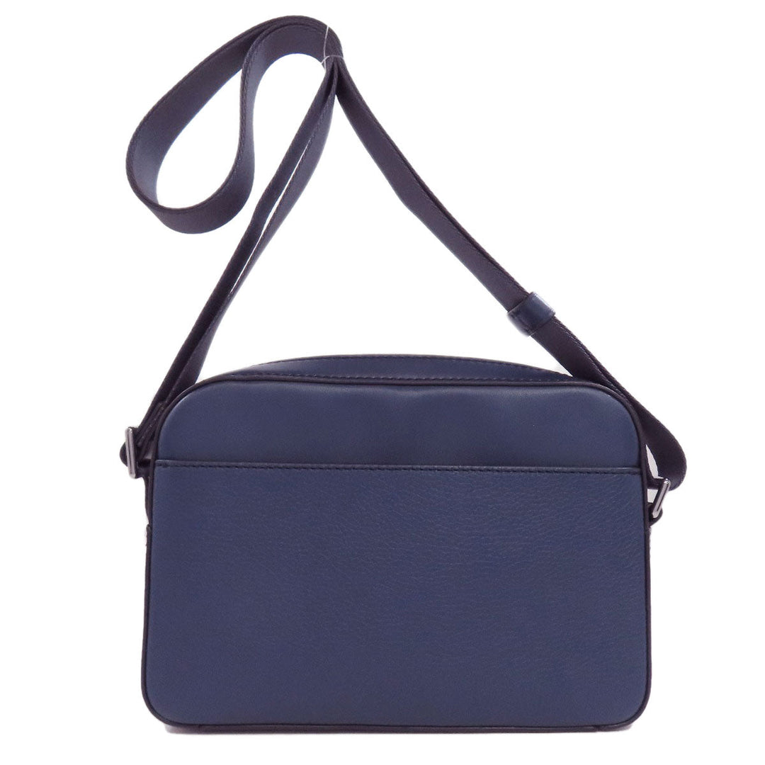 MICHAEL KORS Shoulder Bag leather Navy logo Women Used Authentic