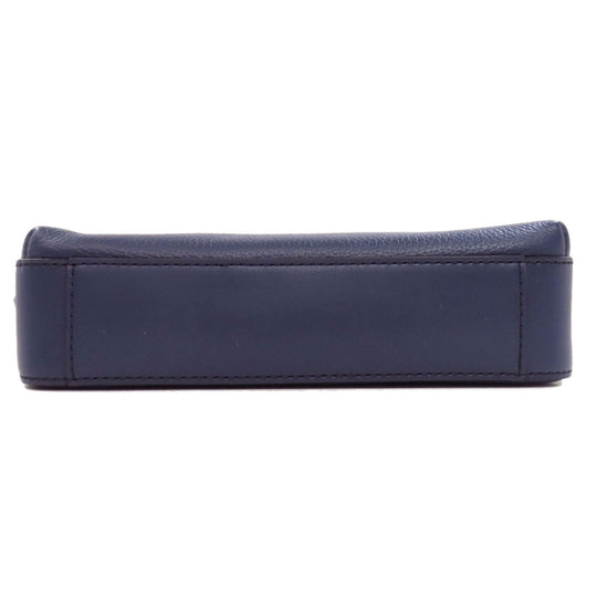 MICHAEL KORS Shoulder Bag leather Navy logo Women Used Authentic