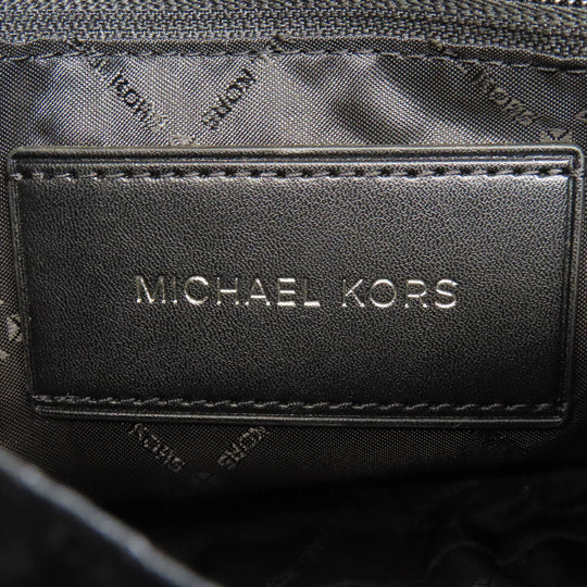 MICHAEL KORS Shoulder Bag leather Navy logo Women Used Authentic