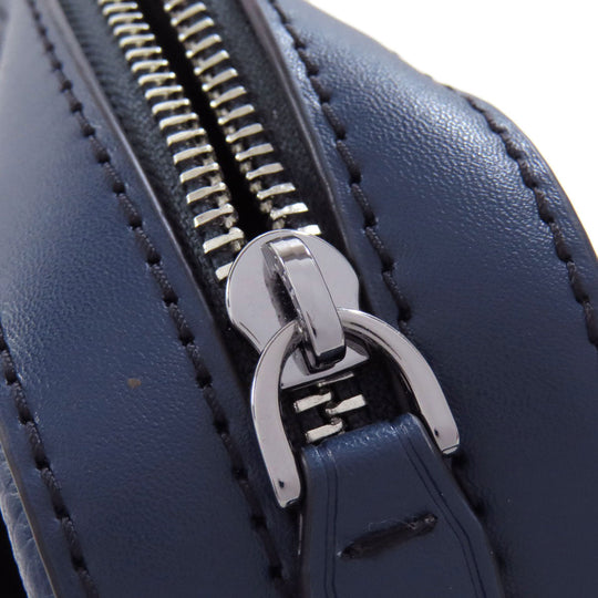 MICHAEL KORS Shoulder Bag leather Navy logo Women Used Authentic