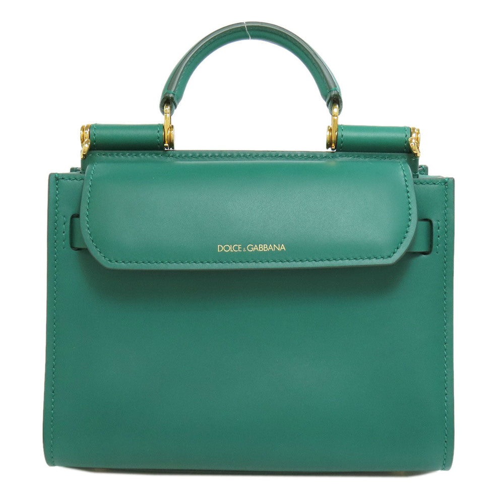 DOLCE&GABBANA Handbag leather green Sicily 62 2WAY Women Used Authentic