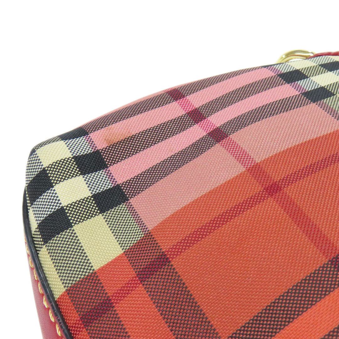 BURBERRY Shoulder Bag canvas Red Check Pattern Women Used Authentic
