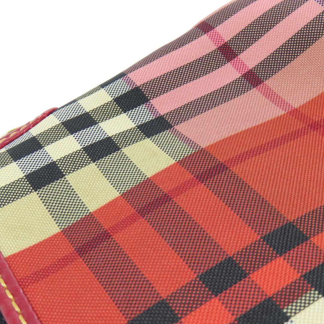 BURBERRY Shoulder Bag canvas Red Check Pattern Women Used Authentic