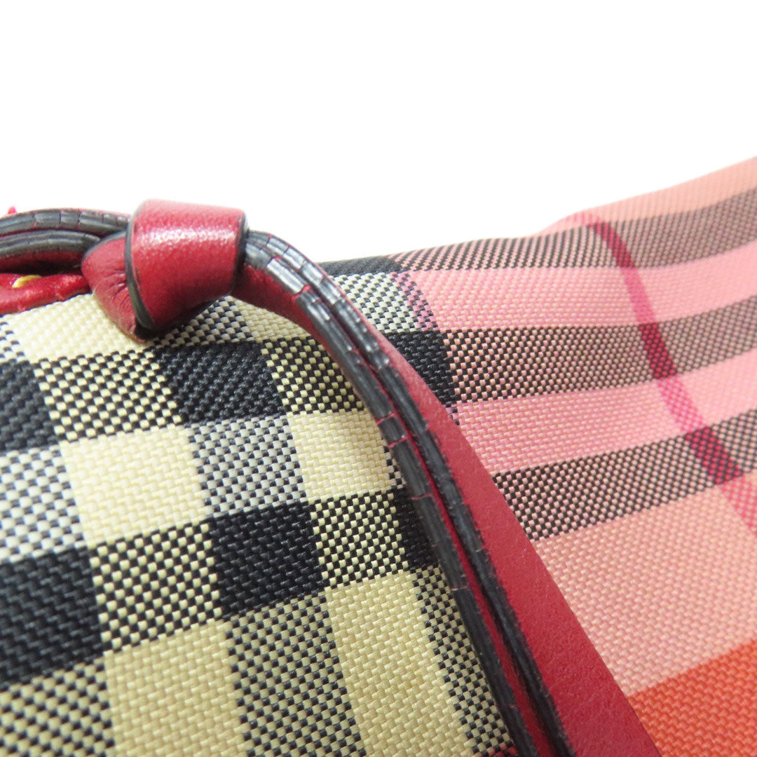 BURBERRY Shoulder Bag canvas Red Check Pattern Women Used Authentic