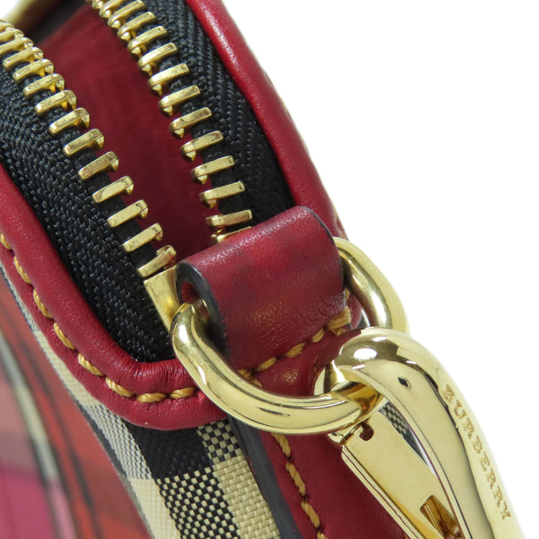 BURBERRY Shoulder Bag canvas Red Check Pattern Women Used Authentic