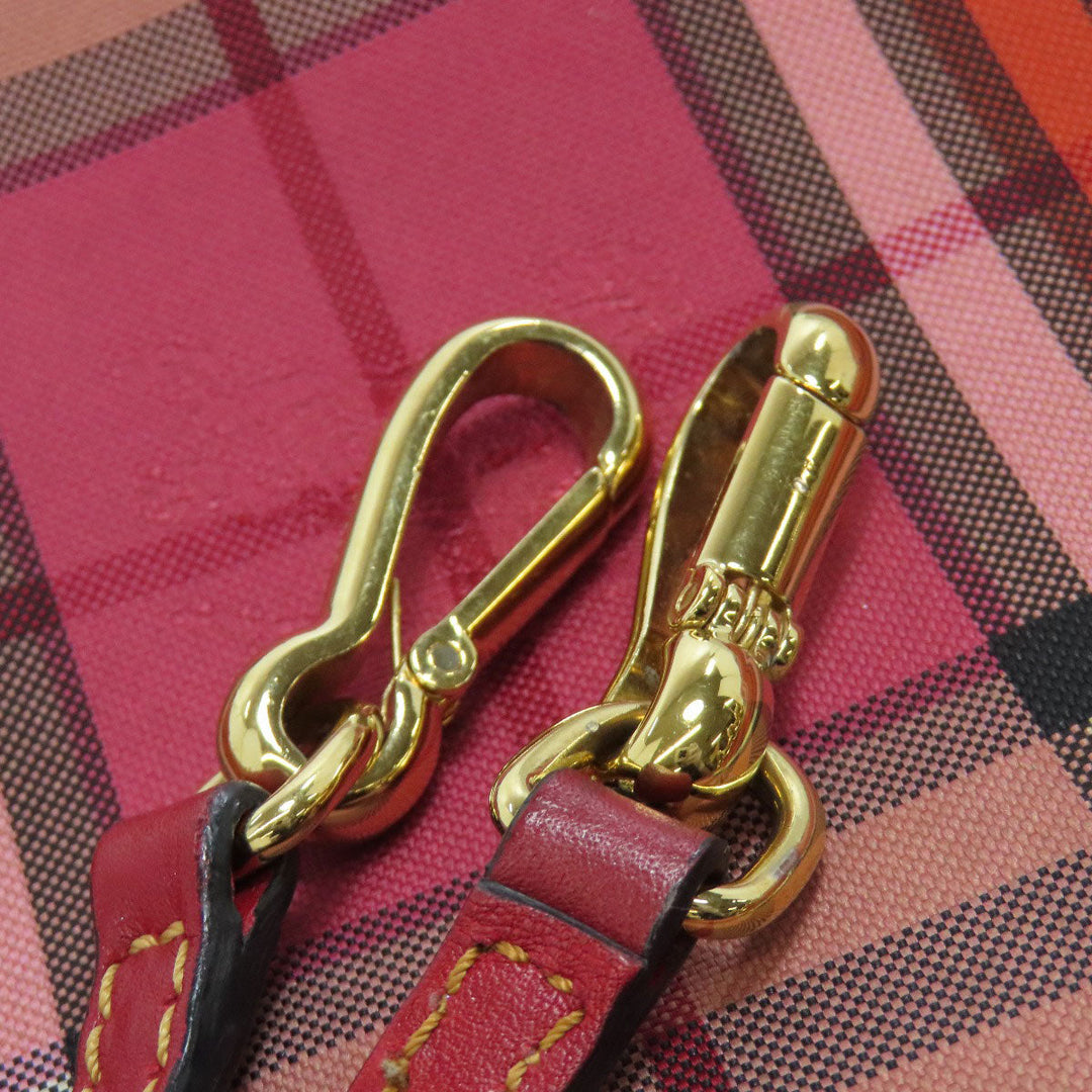 BURBERRY Shoulder Bag canvas Red Check Pattern Women Used Authentic