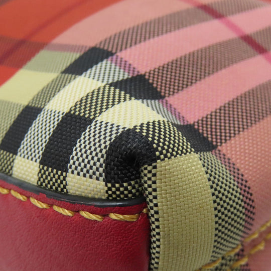 BURBERRY Shoulder Bag canvas Red Check Pattern Women Used Authentic