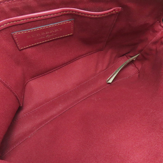 BURBERRY Shoulder Bag canvas Red Check Pattern Women Used Authentic