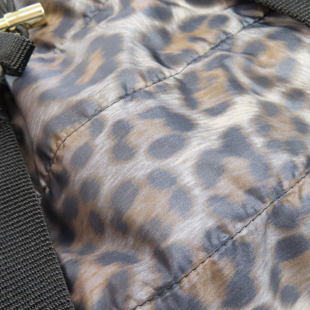 MONCLER Backpack Nylon gray Leopard Pattern Women Used Authentic