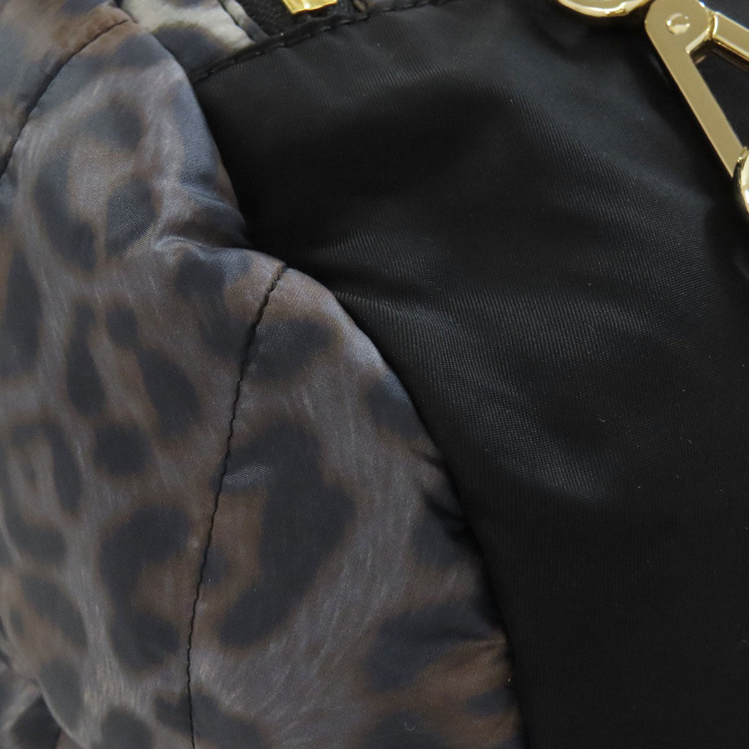 MONCLER Backpack Nylon gray Leopard Pattern Women Used Authentic