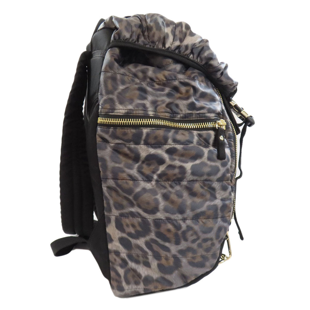 MONCLER Backpack Nylon gray Leopard Pattern Women Used Authentic
