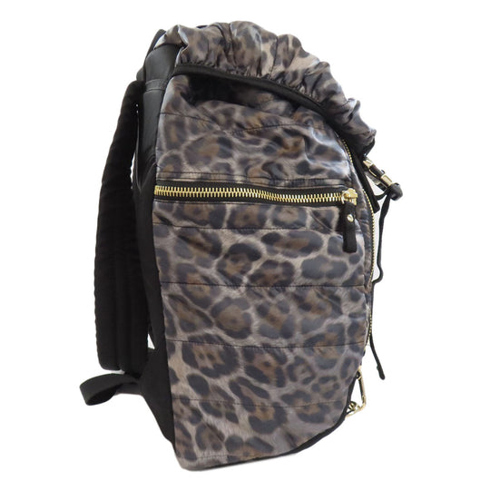 MONCLER Backpack Nylon gray Leopard Pattern Women Used Authentic