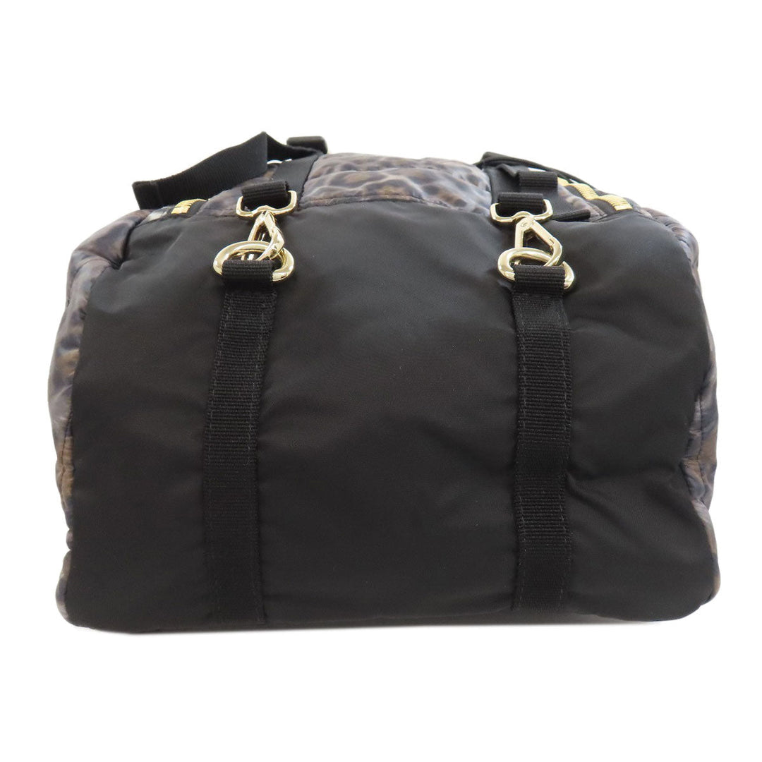 MONCLER Backpack Nylon gray Leopard Pattern Women Used Authentic