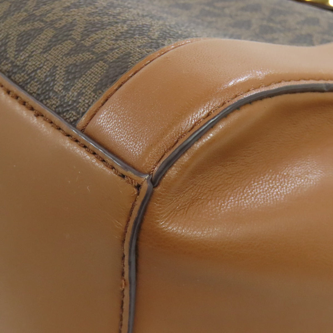 MICHAEL KORS Tote Bag PVC Brown MK Signature 2WAY Women Used Authentic