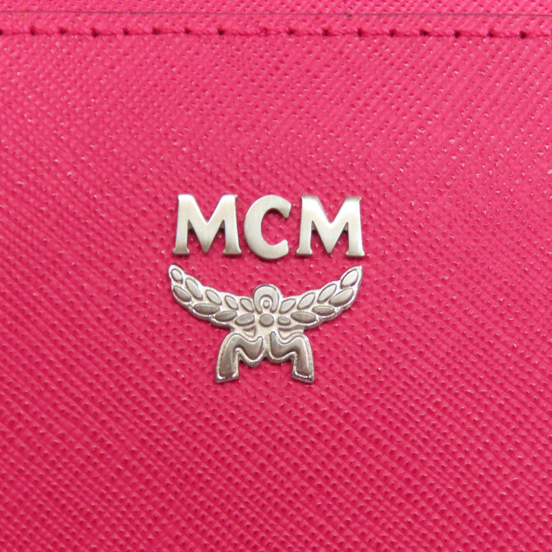 MCM Tote Bag leather pink logo 2WAY Women Used Authentic