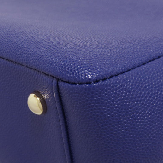 CHANEL Shoulder Bag Caviar skin blue COCO Mark Gold Metal Women Used Authentic