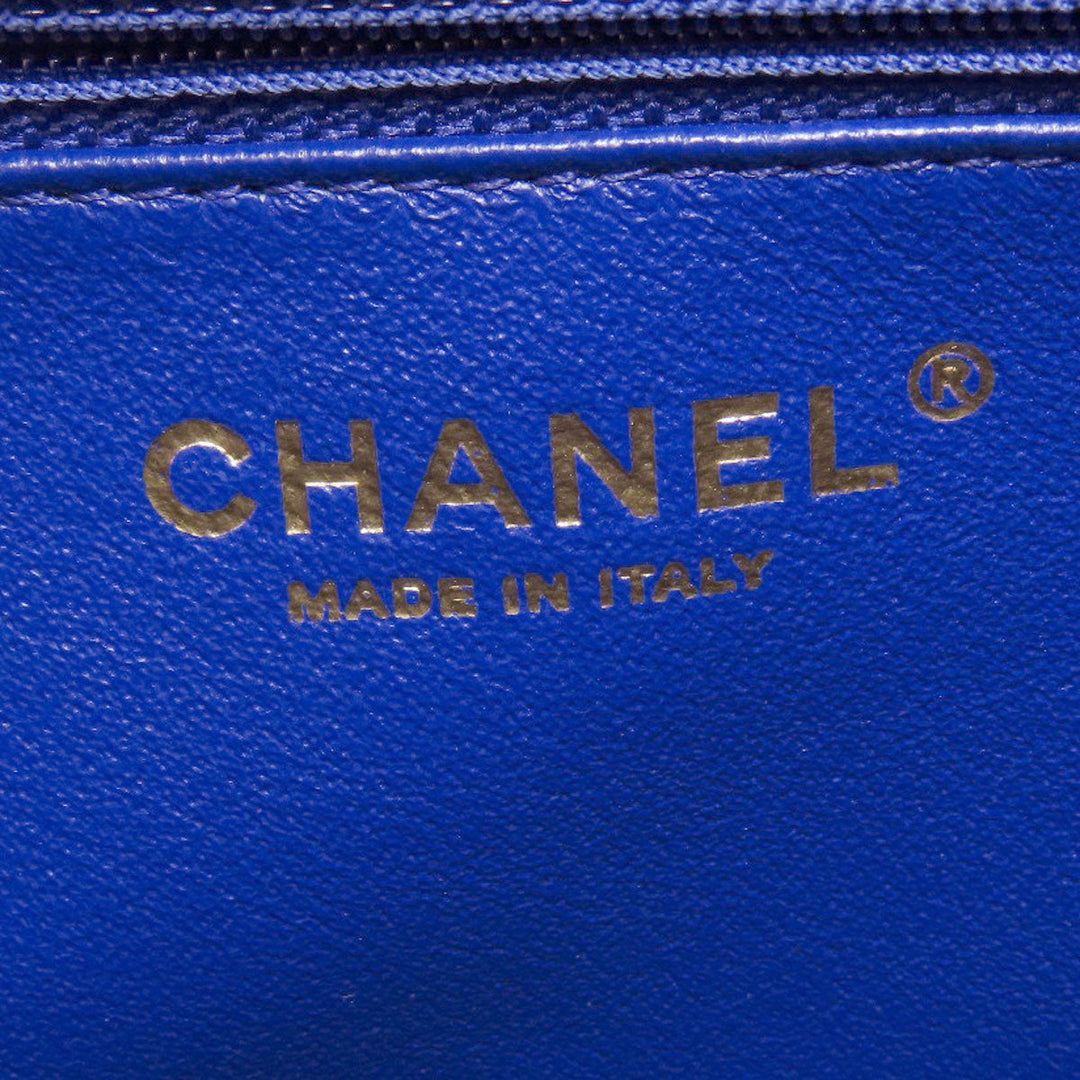 CHANEL Shoulder Bag Caviar skin blue COCO Mark Gold Metal Women Used Authentic