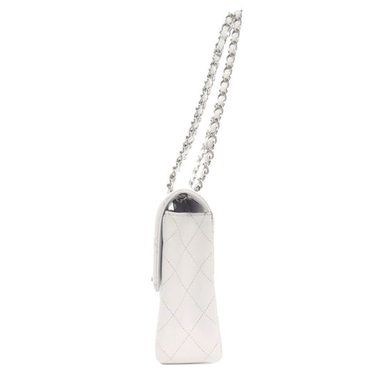 CHANEL Shoulder Bag Grained Calfskin Skin white ChainShoulder Matelasse SilverMetal
