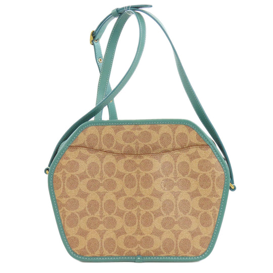 COACH Shoulder Bag 110 PVC Brown Signature Women Used Authentic