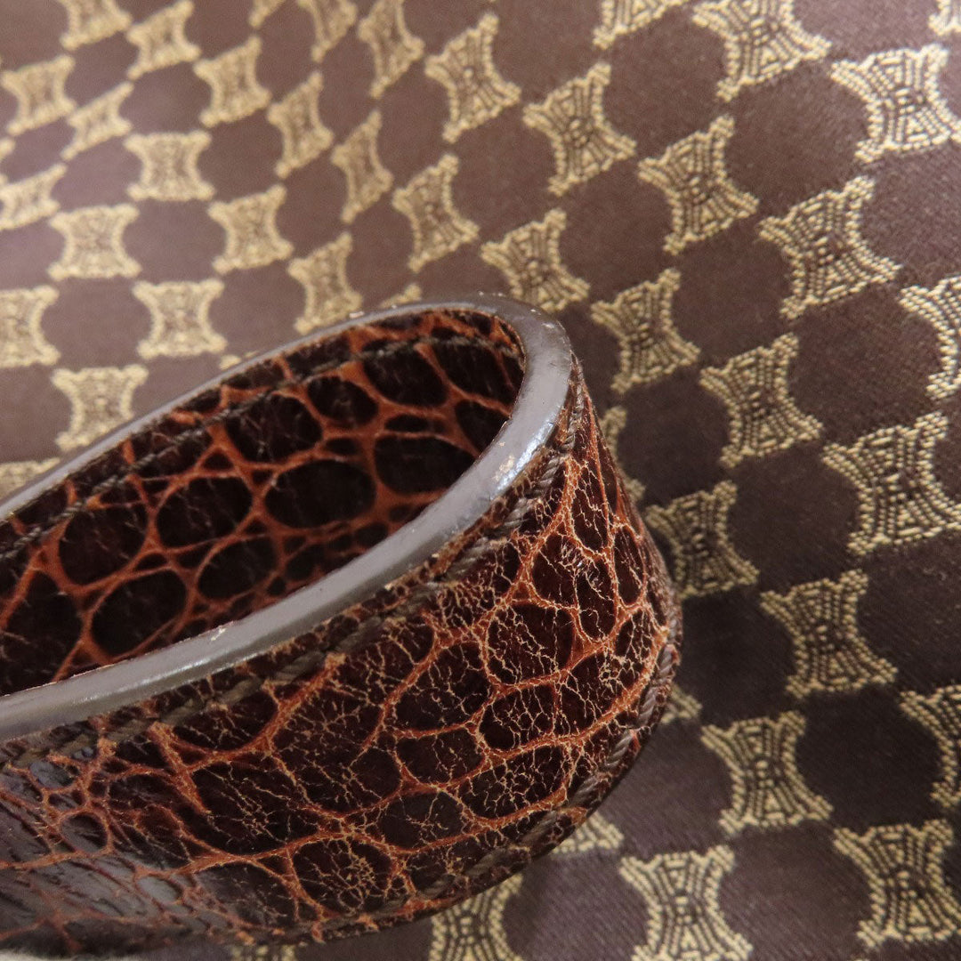 CELINE Tote Bag Nylon, Leather Brown Macadam Pattern Women Used Authentic