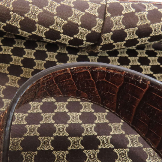 CELINE Tote Bag Nylon, Leather Brown Macadam Pattern Women Used Authentic