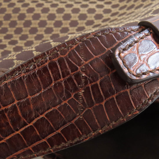 CELINE Tote Bag Nylon, Leather Brown Macadam Pattern Women Used Authentic