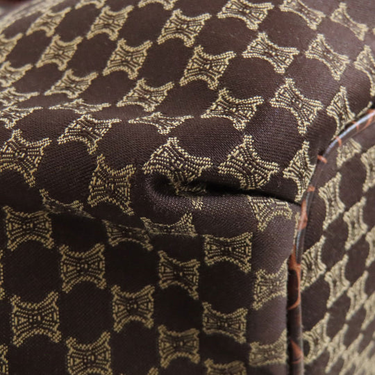 CELINE Tote Bag Nylon, Leather Brown Macadam Pattern Women Used Authentic