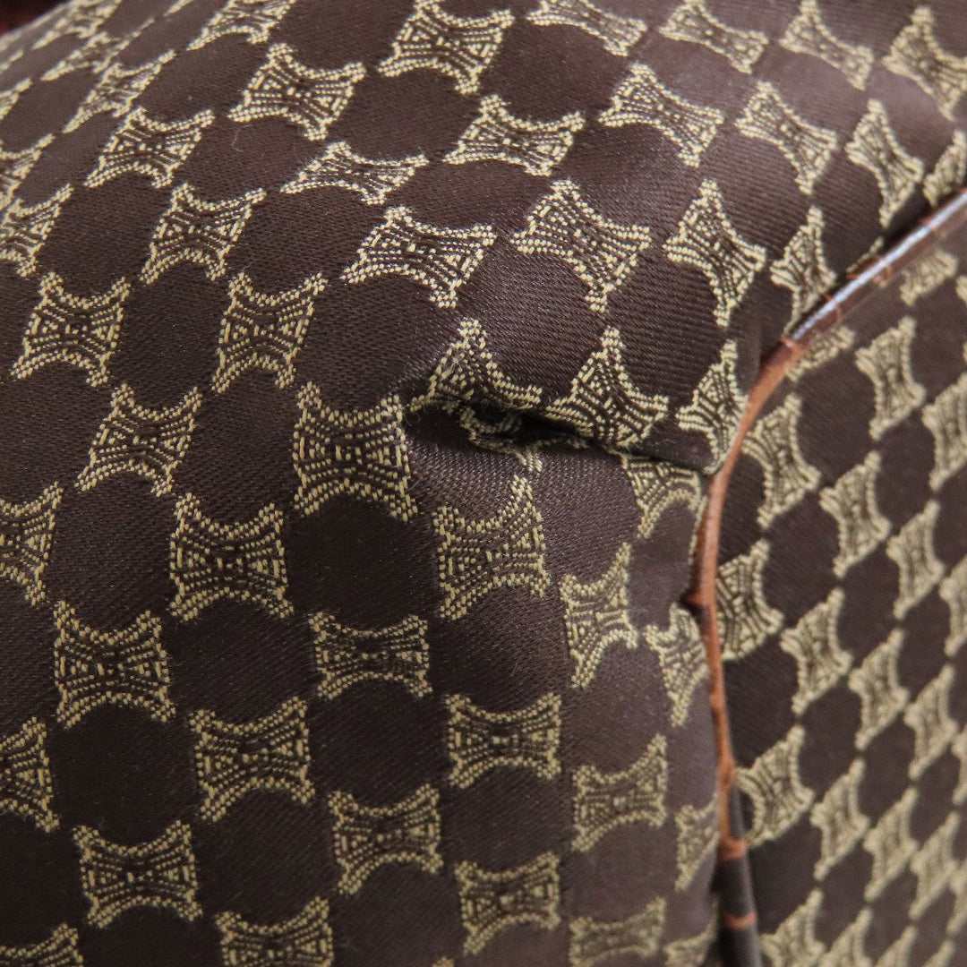 CELINE Tote Bag Nylon, Leather Brown Macadam Pattern Women Used Authentic