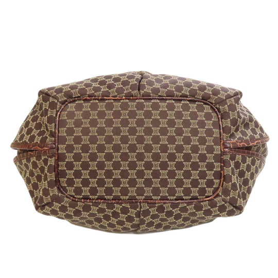 CELINE Tote Bag Nylon, Leather Brown Macadam Pattern Women Used Authentic