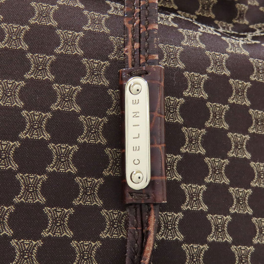 CELINE Tote Bag Nylon, Leather Brown Macadam Pattern Women Used Authentic