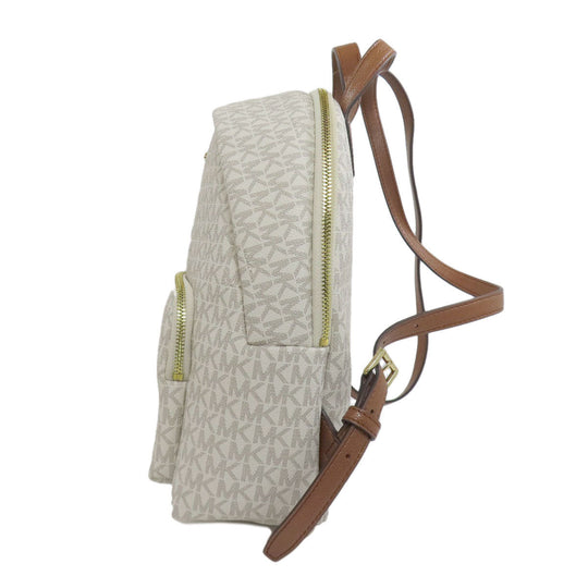 MICHAEL KORS Backpack PVC white MK signature Women Used Authentic