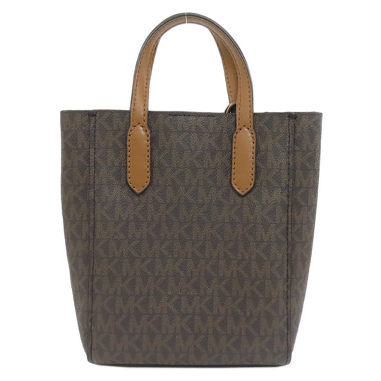 MICHAEL KORS Handbag PVC Brown MK Signature 2WAY Women Used Authentic