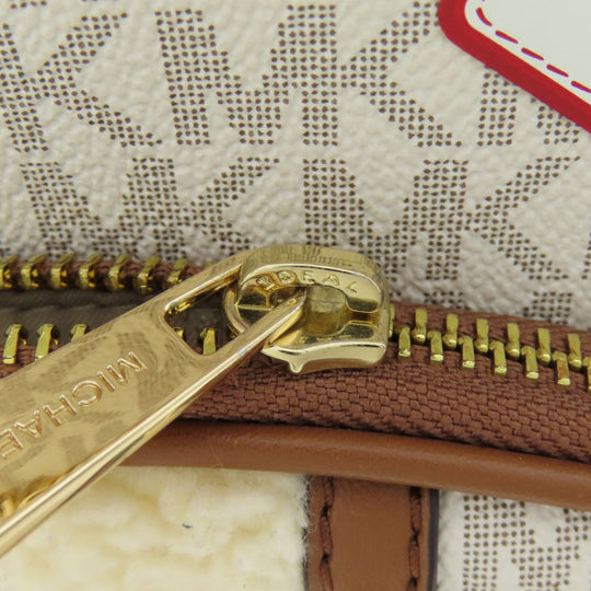 MICHAEL KORS Backpack PVC white MK Signature ASPEN ABBEY MEDIUM Women Used Authentic