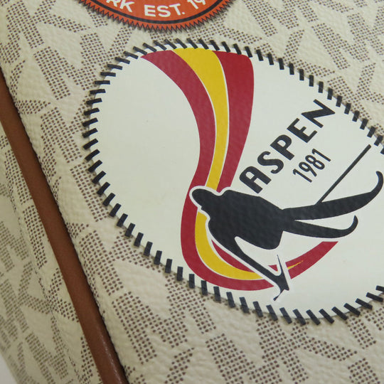 MICHAEL KORS Backpack PVC white MK Signature ASPEN ABBEY MEDIUM Women Used Authentic