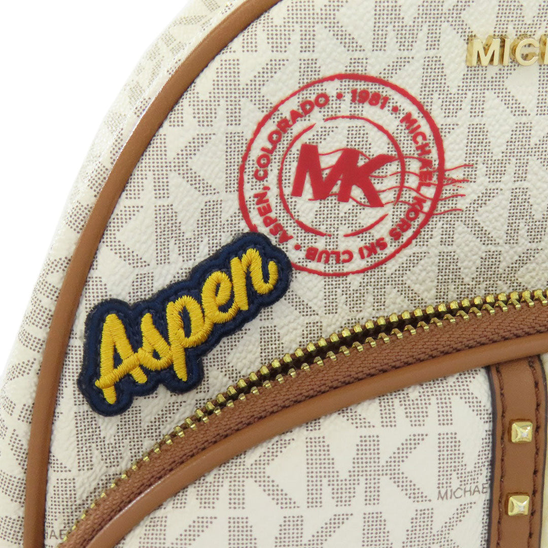 MICHAEL KORS Backpack PVC white MK Signature ASPEN ABBEY MEDIUM Women Used Authentic