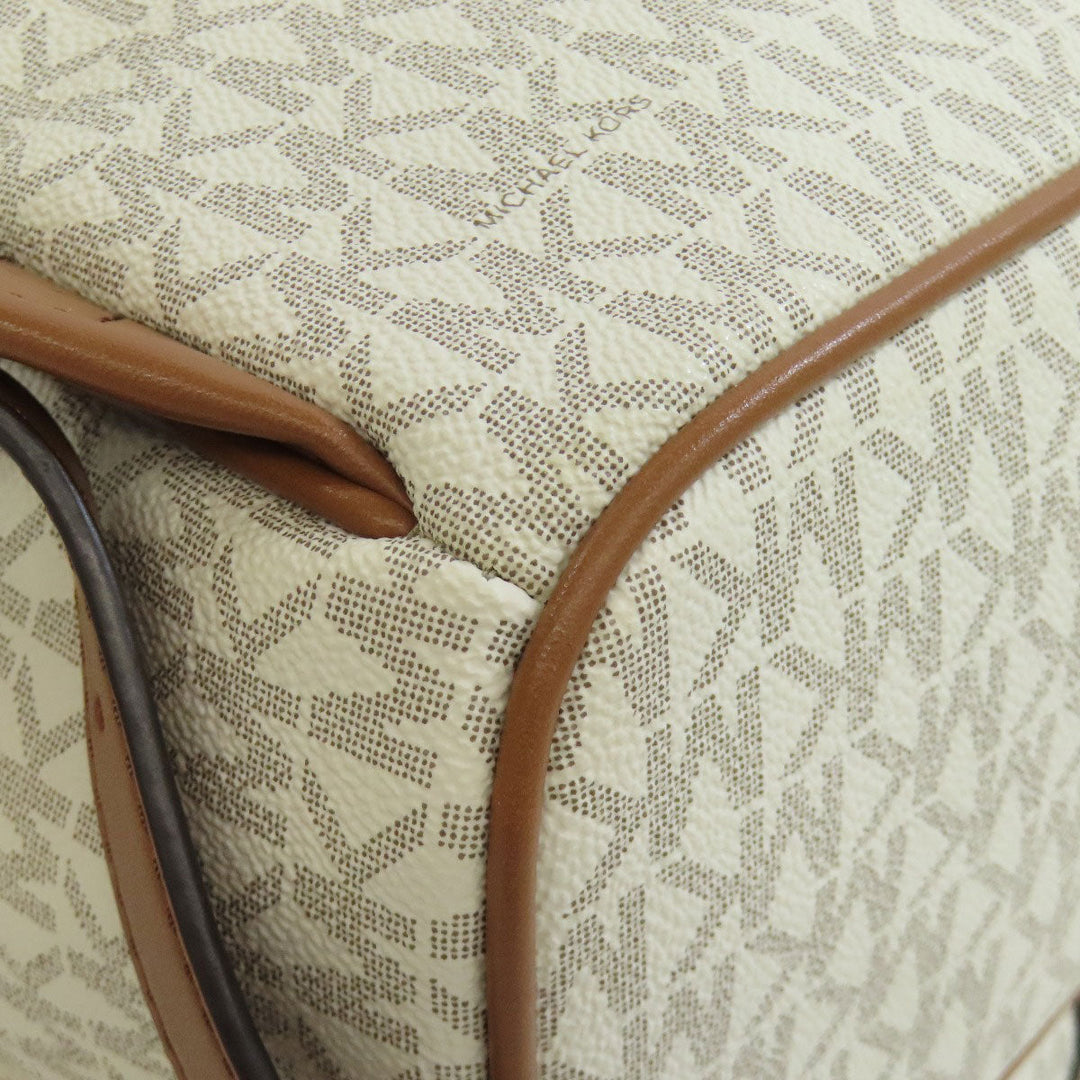 MICHAEL KORS Backpack PVC white MK Signature ASPEN ABBEY MEDIUM Women Used Authentic