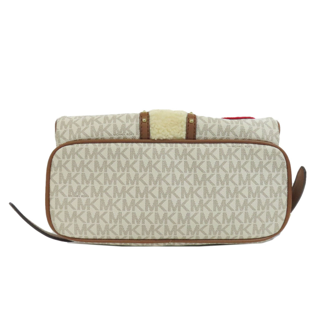 MICHAEL KORS Backpack PVC white MK Signature ASPEN ABBEY MEDIUM Women Used Authentic