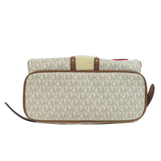 MICHAEL KORS Backpack PVC white MK Signature ASPEN ABBEY MEDIUM Women Used Authentic