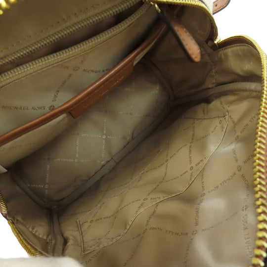 MICHAEL KORS Backpack PVC white MK Signature ASPEN ABBEY MEDIUM Women Used Authentic