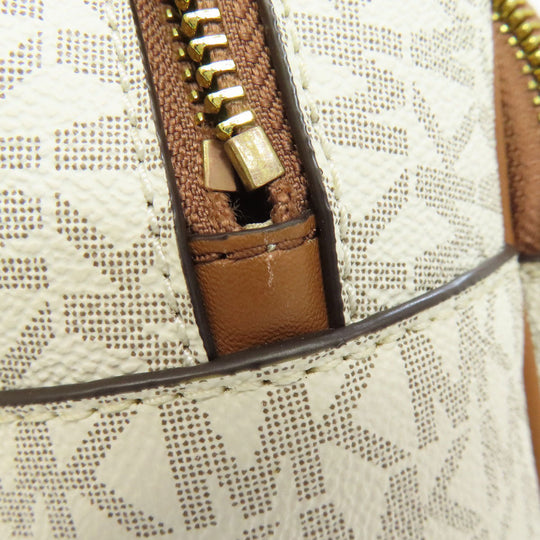 MICHAEL KORS Backpack PVC white MK Signature ASPEN ABBEY MEDIUM Women Used Authentic