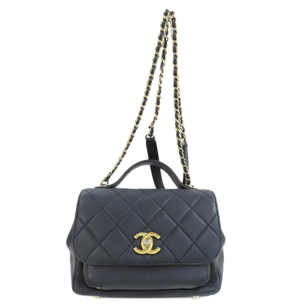 CHANEL Shoulder Bag grained calf leather , grained calfskin black Business Affinity 2WAY Women Used Authentic