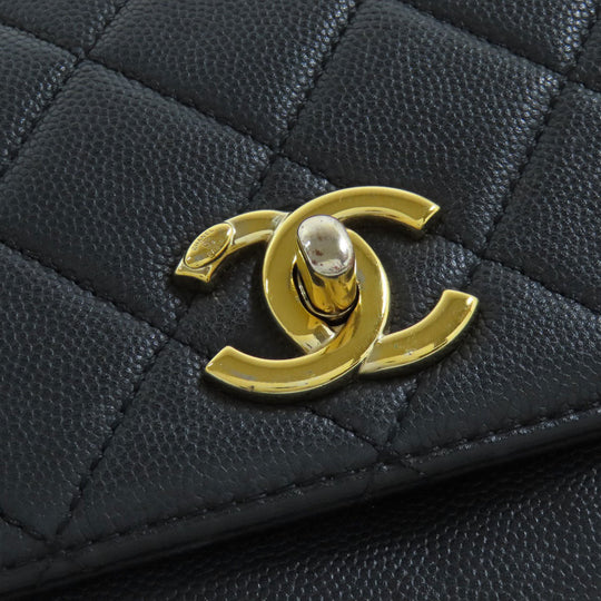 CHANEL Shoulder Bag grained calf leather , grained calfskin black Business Affinity 2WAY Women Used Authentic