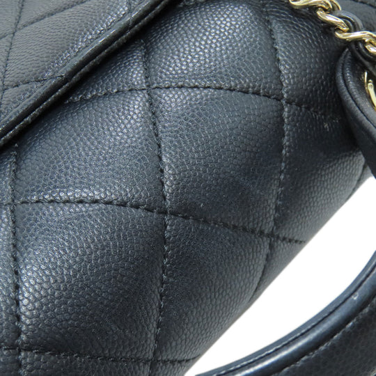 CHANEL Shoulder Bag grained calf leather , grained calfskin black Business Affinity 2WAY Women Used Authentic