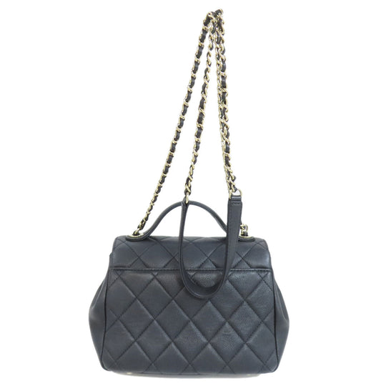 CHANEL Shoulder Bag grained calf leather , grained calfskin black Business Affinity 2WAY Women Used Authentic
