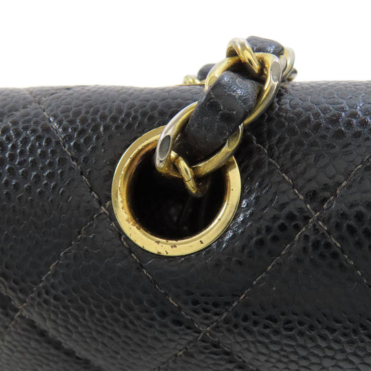 CHANEL Shoulder Bag Grained Calfskin Skin black ChainShoulder Gold Metal
