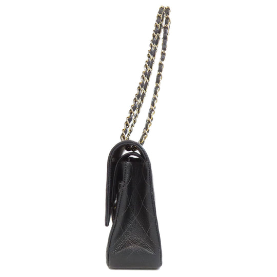 CHANEL Shoulder Bag Grained Calfskin Skin black ChainShoulder Gold Metal